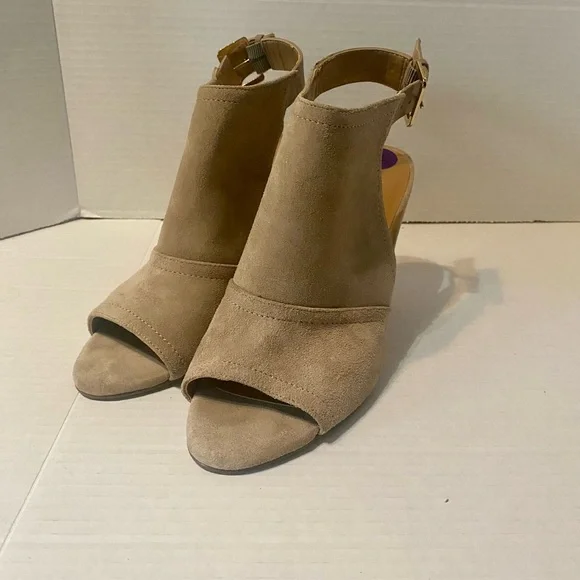 Nine West wedge sandals open toe red patent cork heel suede like upper size 8.5 - Picture 2 of 11